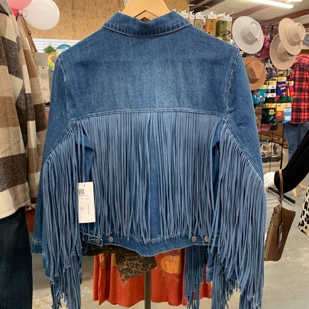 Scully brand fringe denim jacket.NWT